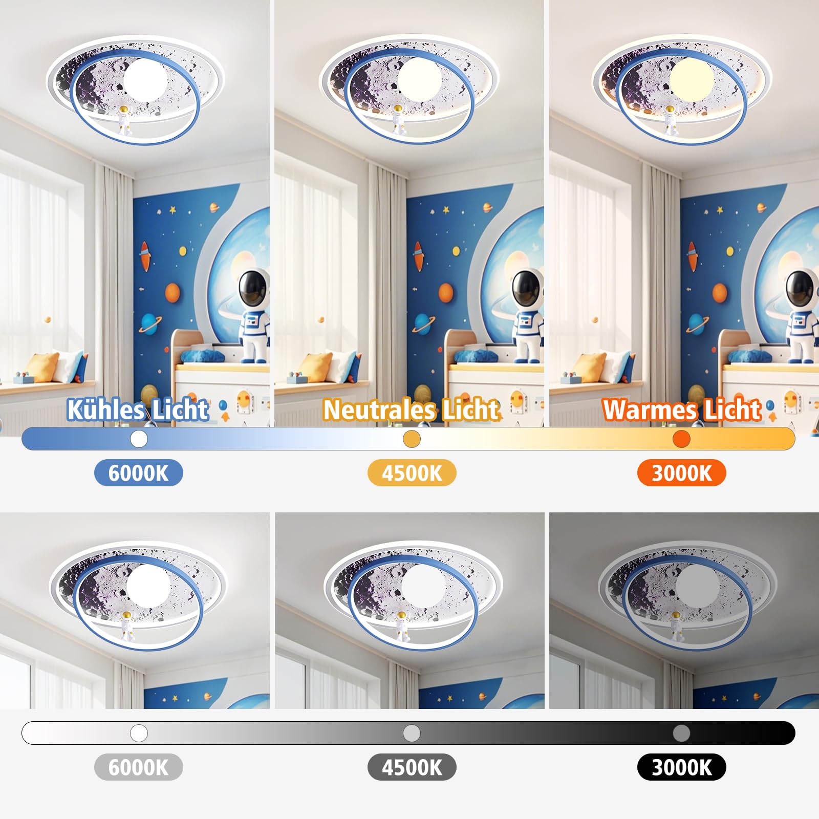 AHXIAOZN Lámpara LED Techo Niños, Regulable Lámpara Techo Astronauta 3D con Control Remoto, para Dormitorio de Niños y Niñas