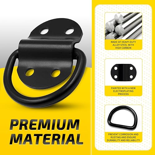 Miniatura 3 de 8 ganchos de anclaje de amarre de anillo en D resistentes, anclajes de amarre de anillo en D grandes de 3600 libras de resistencia a la rotura,