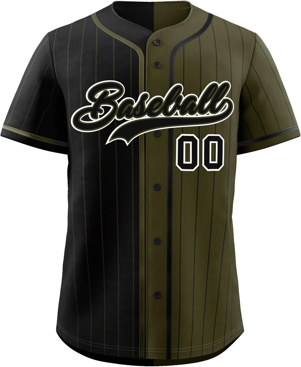 Custom Stripe Baseball Jersey Personalized Pinstripe Softball Shirt Stitched Name Number for Men Women Youth, Black&amygreen-21