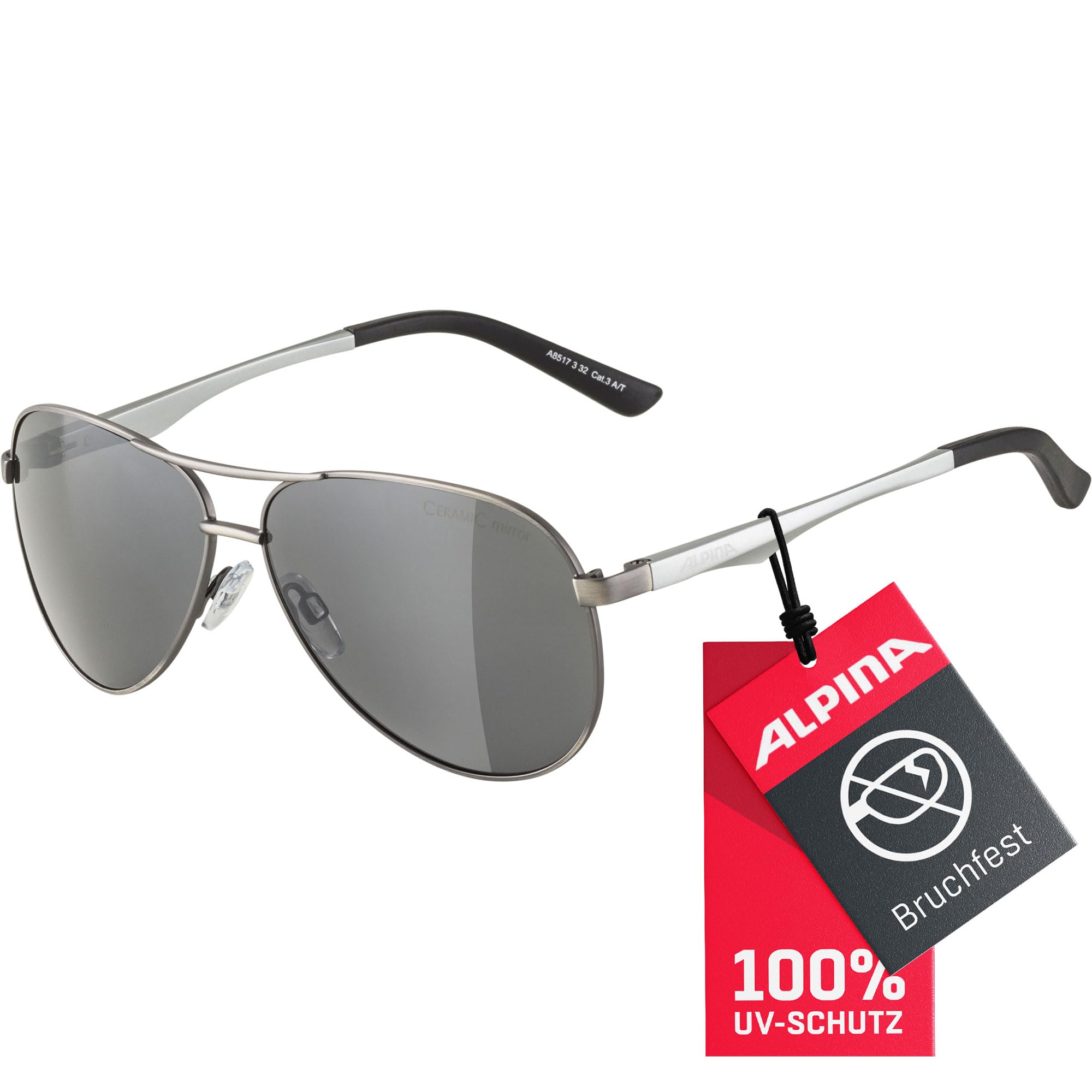 ALPINA A 107 - Verspiegelte und Bruchsichere Sonnenbrille Mit 100% UV-Schutz Für Erwachsene, titanium matt, One Size