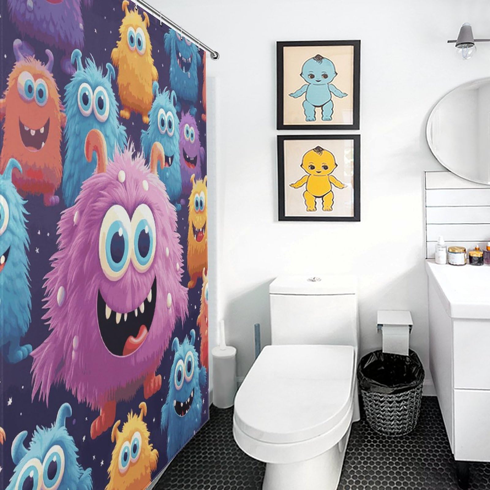Rideau de douche imperméable anti-moisissure motif dessin animé
