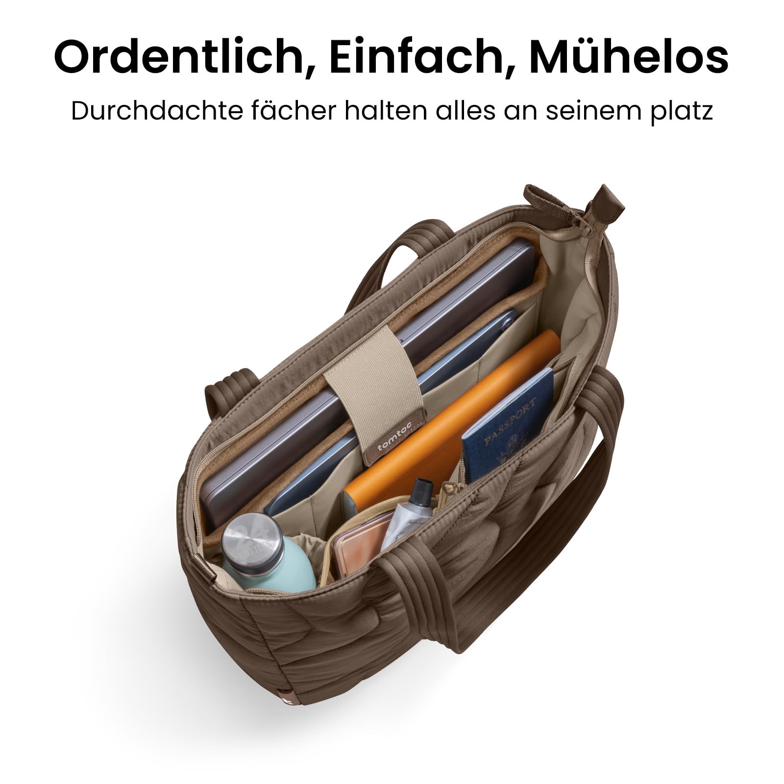 tomtoc Puffer Laptop Tragetasche für Damen, 10L Tote Bag für 13-14 Zoll Macbook, Leichte Schultertasche Handtasche, Modische Laptoptasche Damen für Shopper, Arbeit, Reisen und Alltag