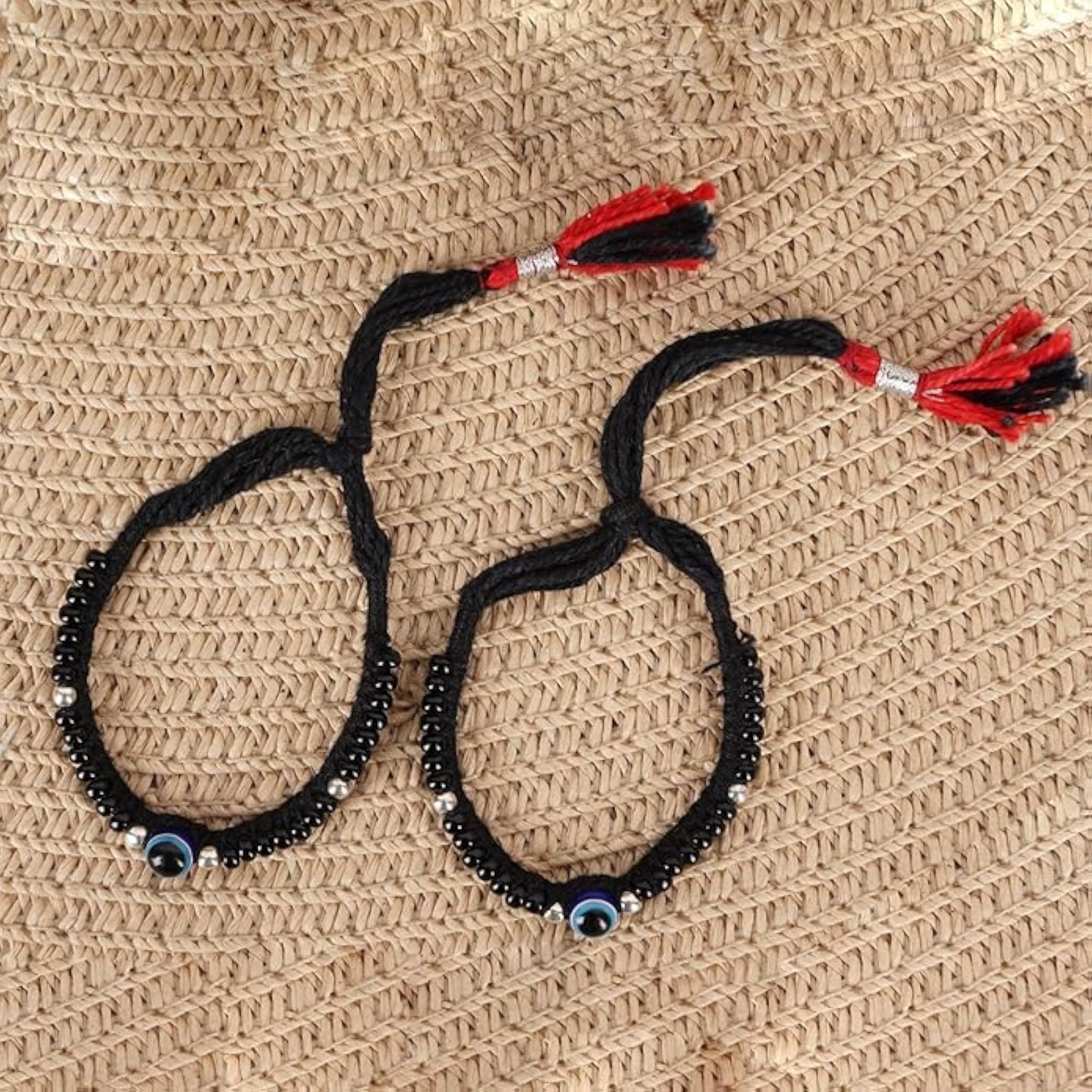 925 Pure Silver Evil Eye Nazariya Thread Bracelet for Newborns