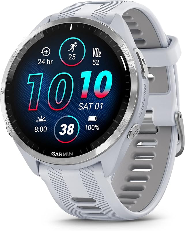 Garmin Forerunner® 965, reloj inteligente para correr, 47 mm, piedra blanca/gris polvo | Mapas, métricas de entrenamiento avanzadas e información de recuperación, mapas, música en tu muñeca, Garmin Coach, entrenamientos diarios sugeridos