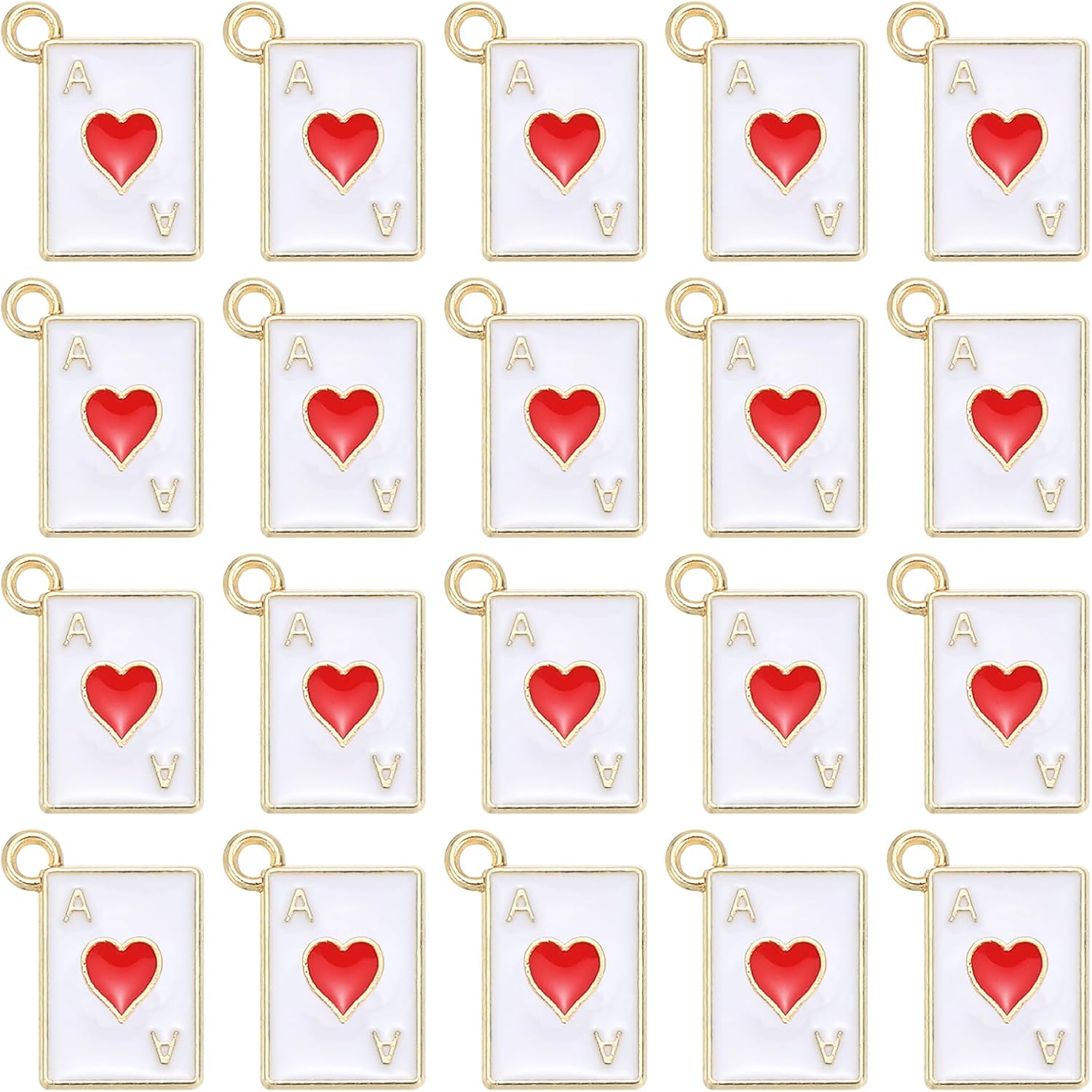 uxcell Poker Card Charm, Metal Enamel Mini Poker Playing Card Alloy Charm Rectangle Bulk Pendant for DIY Making Keychain Crafts