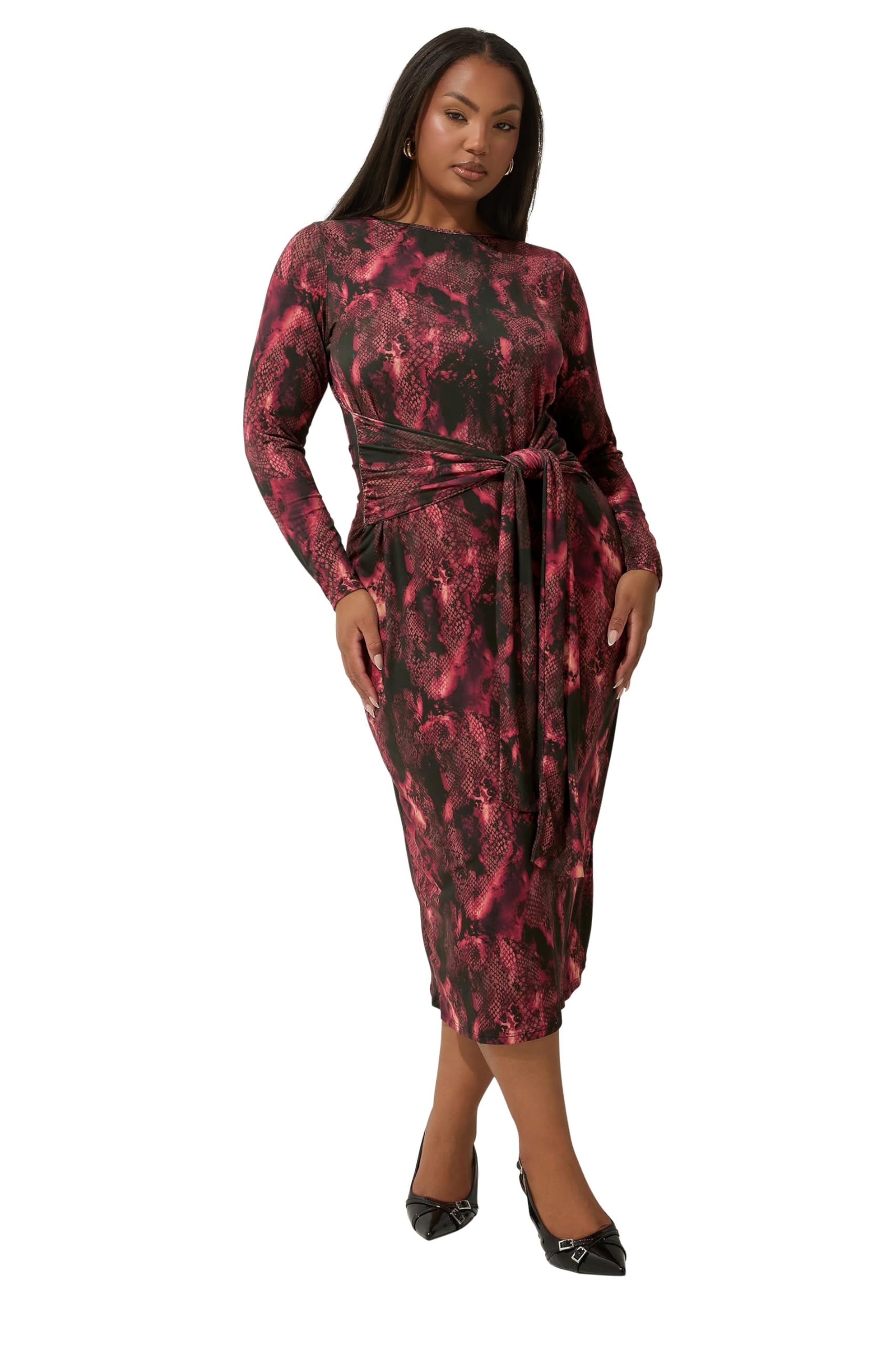 Yours Women's Red Tie Front Dress In | Size: 22/24