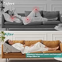 Vista 57 de Bedluxe - Juego de 4 almohadas ajustables de cuña para cama, almohada de espuma viscoelástica para después de la cirugía para el alivio del dolor