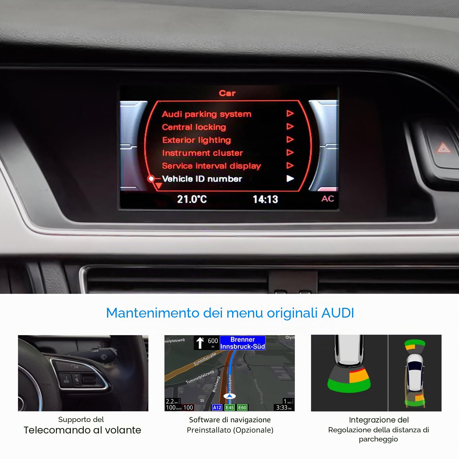DYNAVIN Android Autoradio Navigatore per Audi A4 A5 Q5 S4 S5 con radio Concert/Symphony, 6,5" con Wireless CarPlay e Android Auto | Head-up Display | Dab+ Radio: D9-DMI Ultra Flex