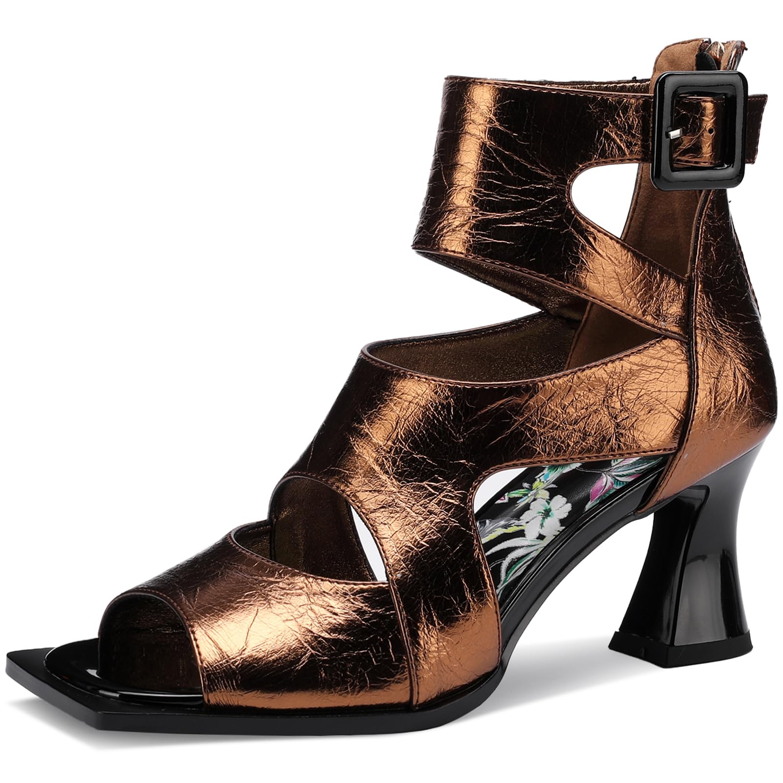 TDD Chunky Gladiator Sandals for Women Summer Peep Toe Stylish Sexy Shoes Dressy Comfortable Strappy High Heels Elegantes Sparkly Buckle Wedge Ladies