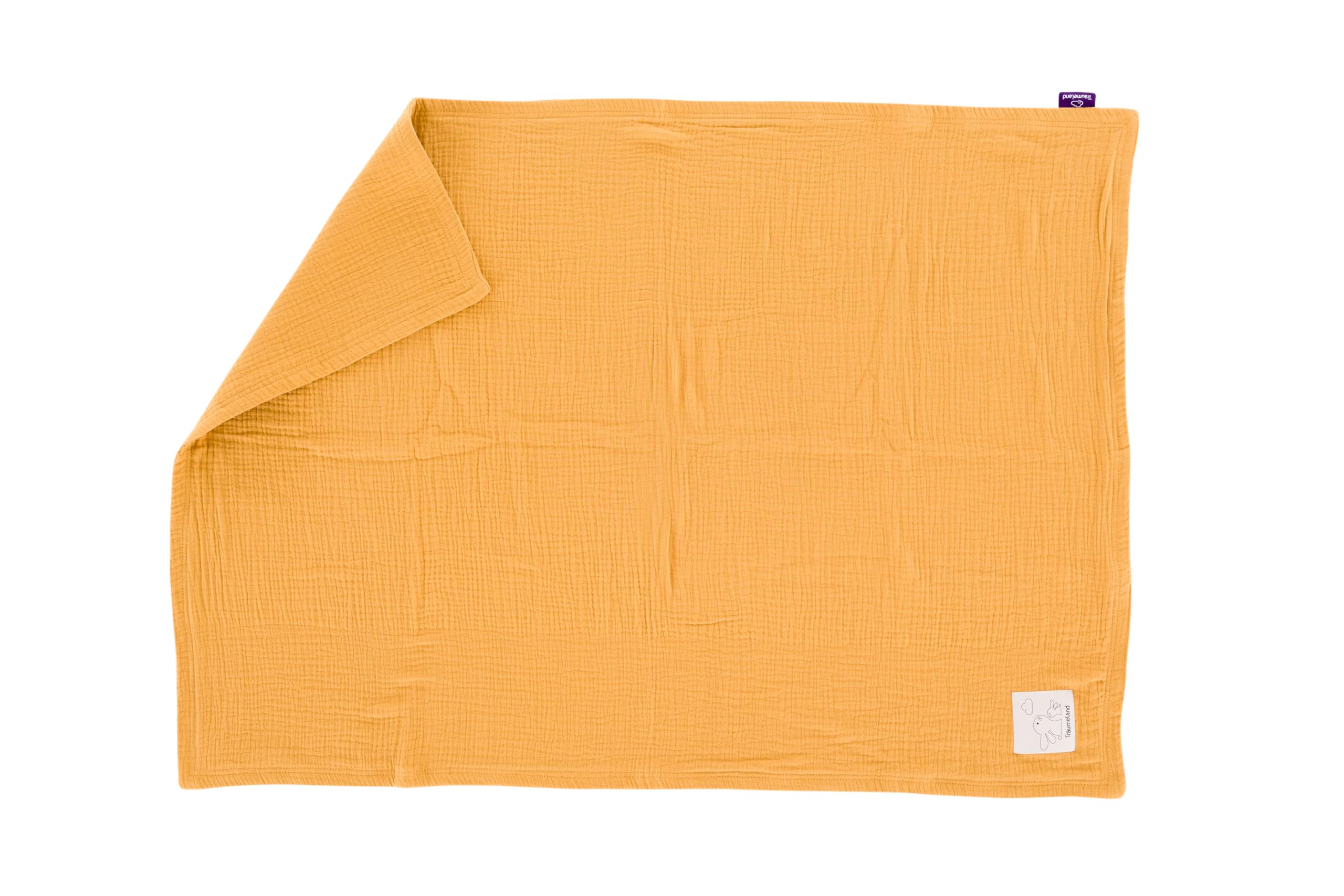 Träumeland Manta para bebé de Muselina, Color Amarillo Mostaza, 75 x 100 cm, versátil, Muy Suave, Base, Manta de Lactancia o protección Solar