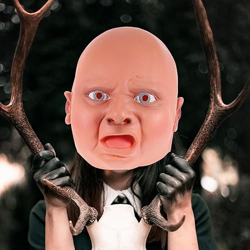 Miniatura 5 de Máscara de Halloween para adultos, disfraz de cabeza de caballo, accesorio de disfraz de látex, cabeza de bebé, para cosplay, Halloween