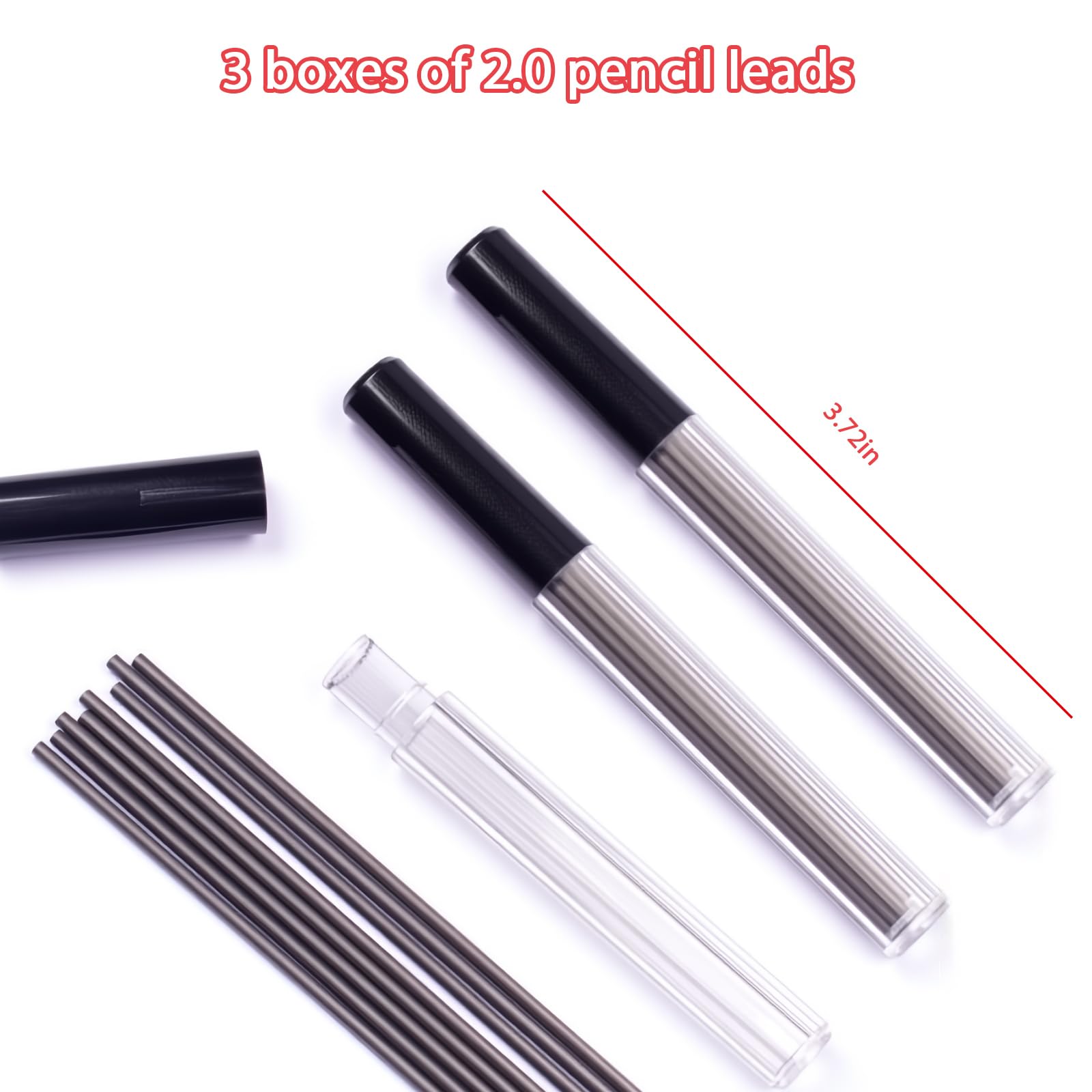Bonito juego de portaminas rosa de 2 mm que incluye 3 lápices mecánicos Kawaii de 2 mm, 3 tubos de repuesto de minas de portaminas, 3 gomas de borrar, 2 sacapuntas, caja de almacenamiento