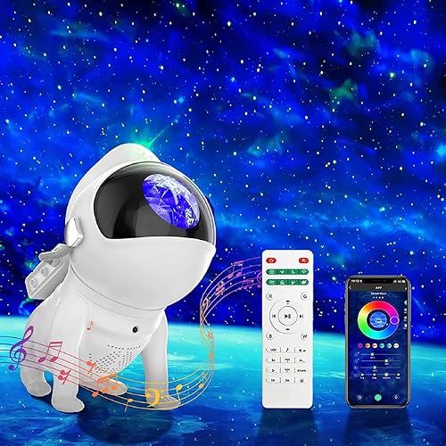 Proyector de estrellas Space Dog, proyector Elec3 Galaxy para dormitorio, control remoto, altavoz Bluetooth y proyector de luz nocturna de ruido