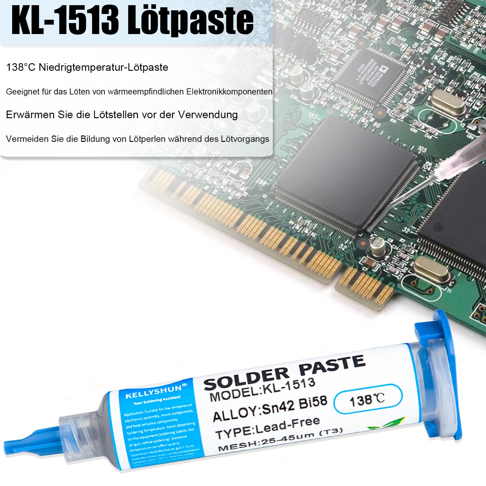 KL-1551, pasta saldante, Sn99%, Ag0,3%, Cu0,7% senza piombo, pasta saldante 217 ℃, 30 g (1 pezzo), per telefono SMT BGA IC LED