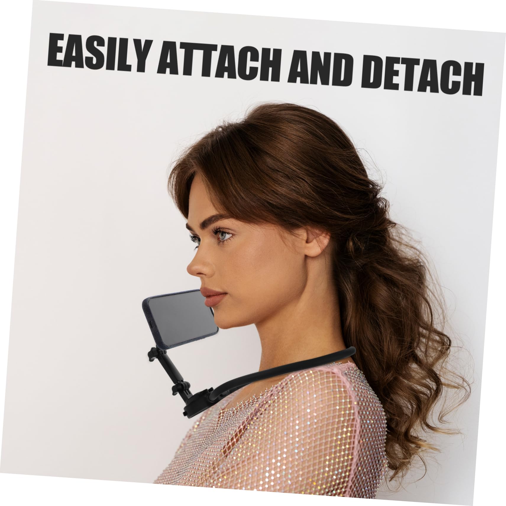Supporto per Telefono Gancio Magnetico per Collo, Supporto Smartphone Collo, Riprese Pov Stabili per Bici e Sci, Nero