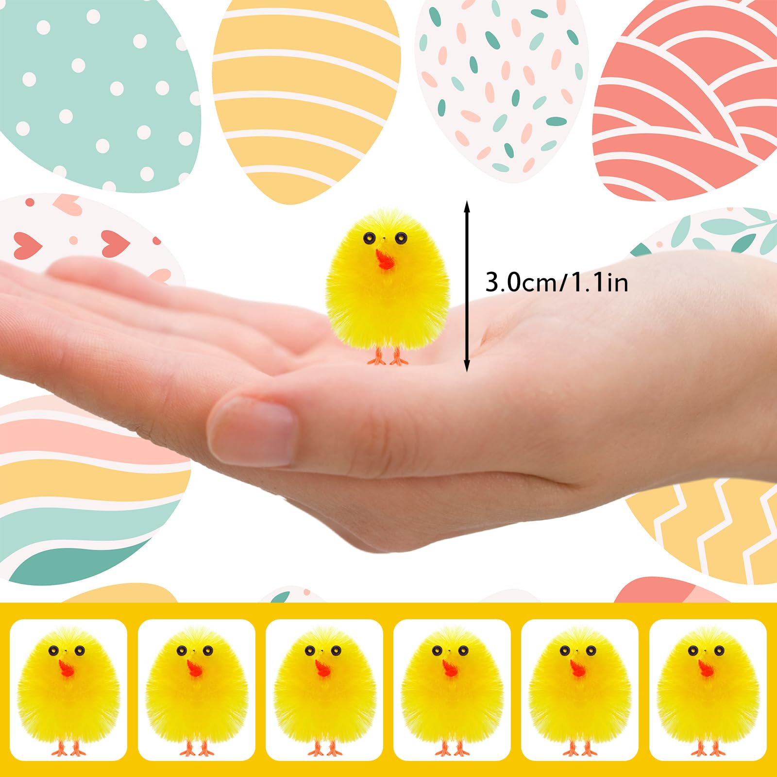 PLULON 36 Piezas Pollitos Amarillos de Pascua, Pollitos Esponjosos de Felpa para Decoración de Huevos, Fiestas de Búsqueda de Huevos y Detalles de Pascua