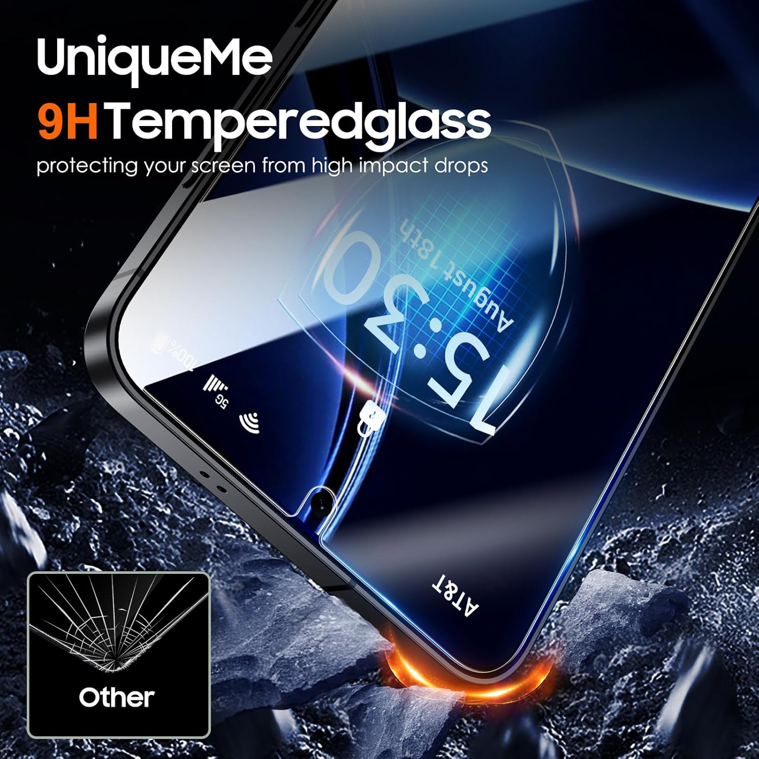 [2+2] UniqueMe Compatible with Samsung Galaxy S25 Plus Screen Protector, 2 Pack Tempered Glass Screen Protector + 2 Pack Camera Lens Protector with Easy Installation Frame, Anti Scratch Bubble Free - Image 3