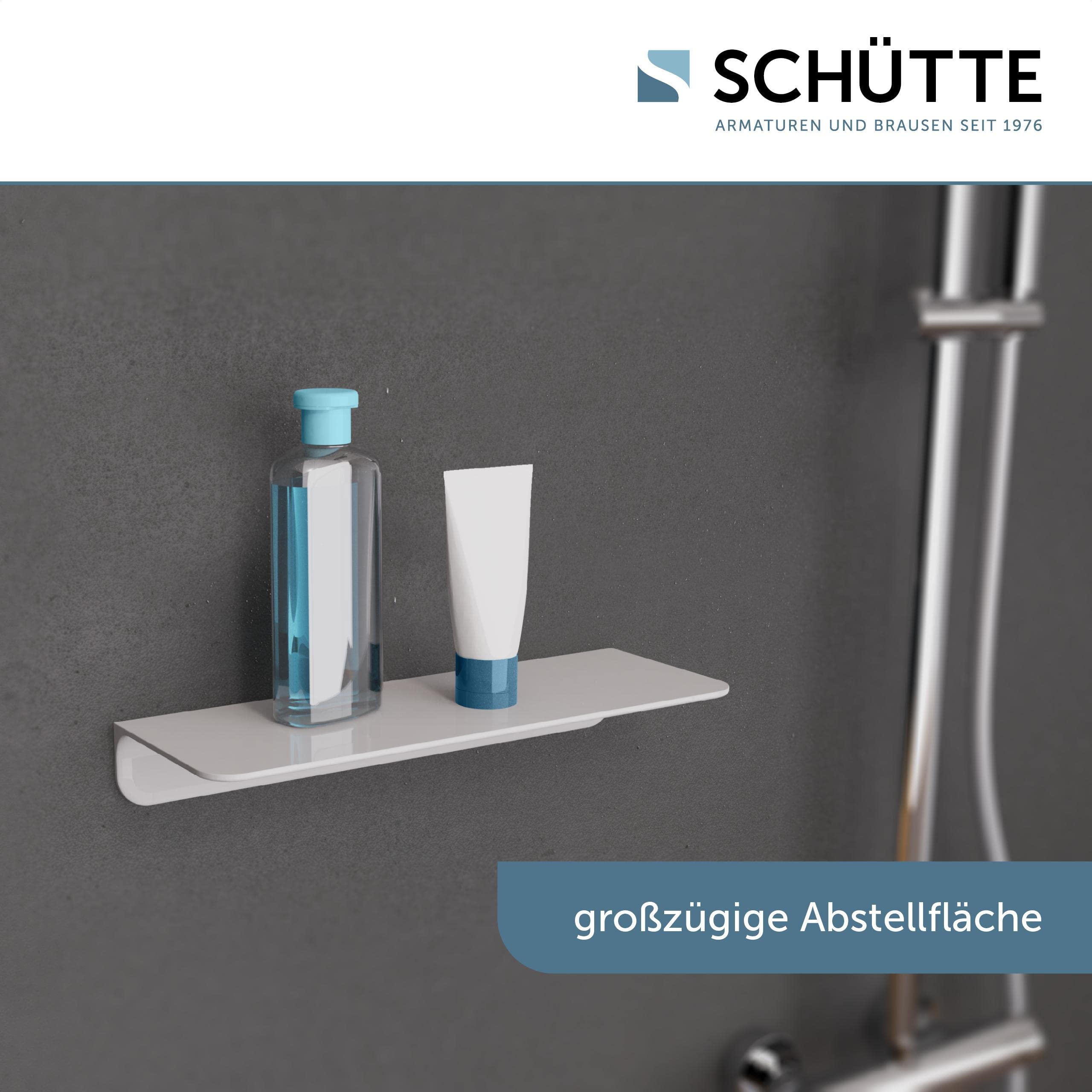 SCHÜTTE 10500 Duschablage selbstklebend Duschregal ohne Bohren Badregal Weiß Badablage zum Kleben Wandablage Bad Regal für Badezimmer, 350 x 50 x 125 mm Küche, Haushalt & Wohnen