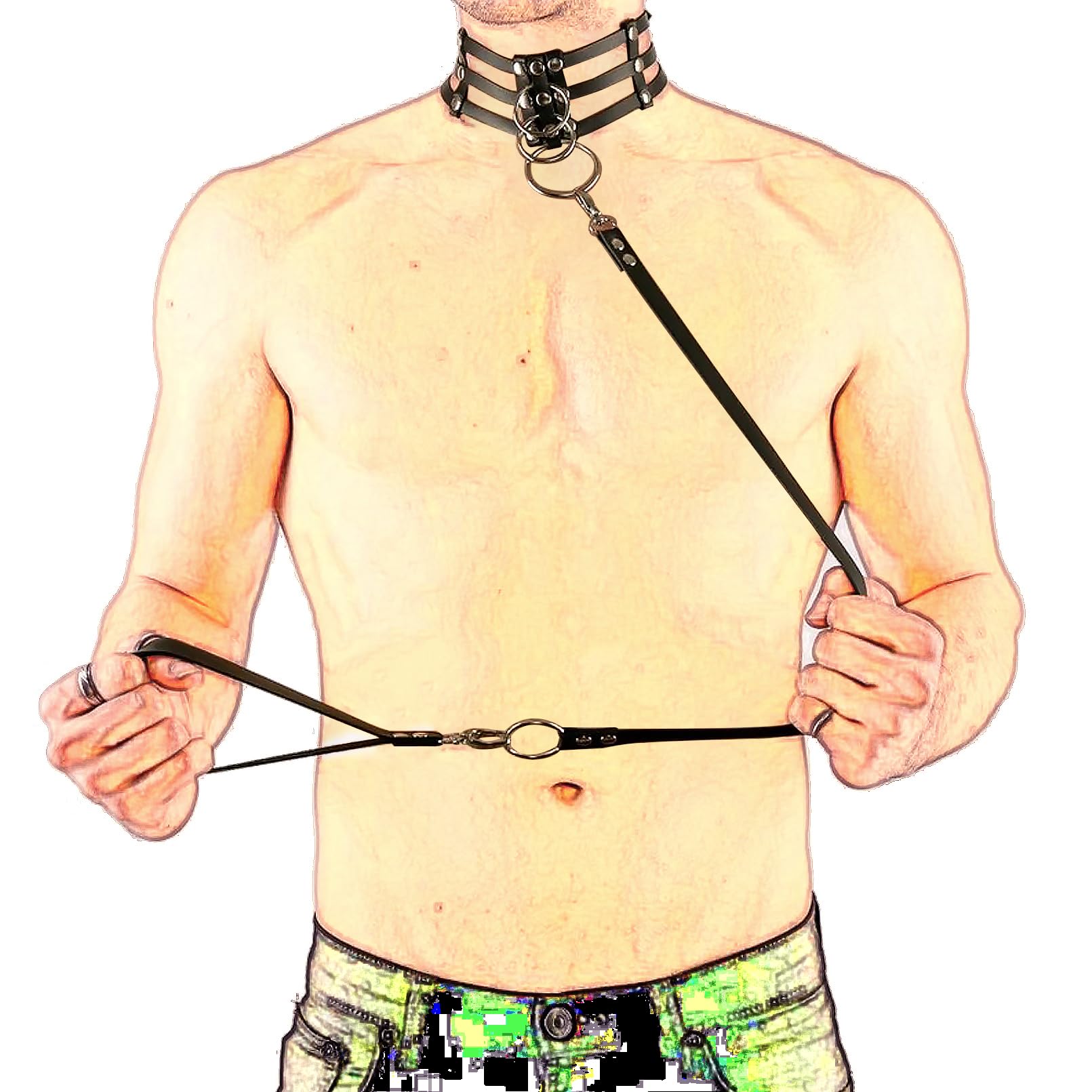 slave naked bodage chain rivet Men Leather Collars Gothic Necklace Harness with Chain Leash BDSM  Restraints Sex Collar Slave Bondage Necklace Fetish Sex Toys for Couples SM  Game Bedroom Party Nightclub : Health & Household - Amazon.com