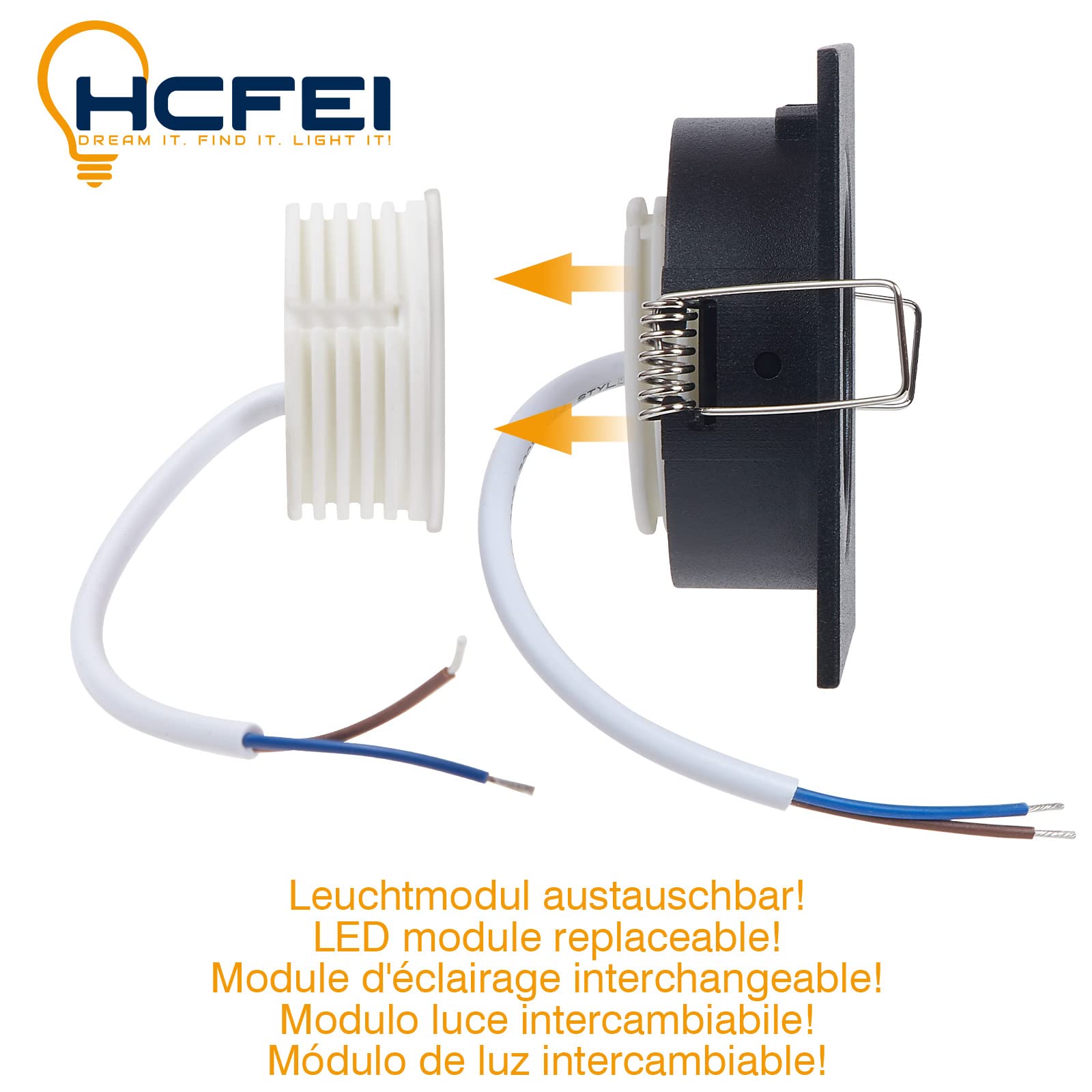 HCFEI Faretto da incasso a LED ultra piatto, 425 lumen, 230 V, 5 W, dimmerabile, alloggiamento angolare, orientabile, nero (10 pezzi, bianco caldo)