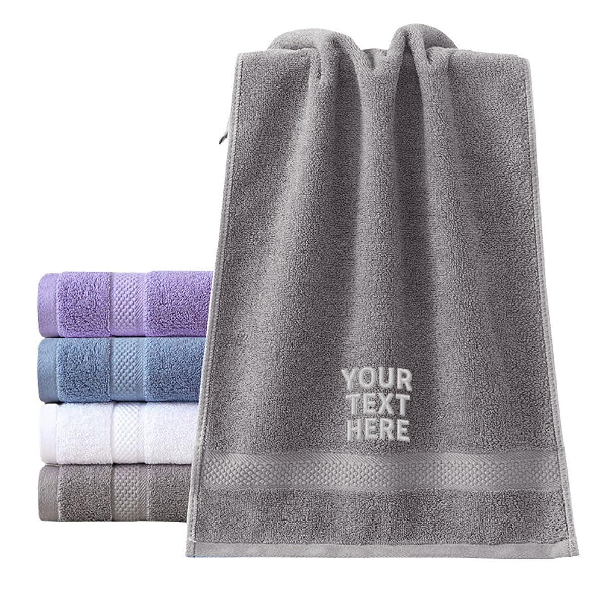 Van Der Linn Personalised Embroidered Custom Name Towels Face Cloth Hand Towel Gift Bathroom (Grey (75x34cm))