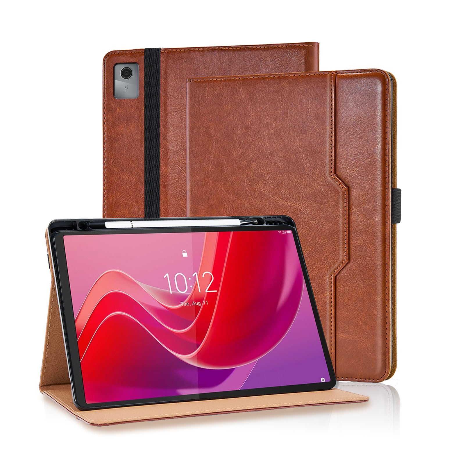Varohix Case for Lenovo Tab M11 11 Inch 2024 Cover (Model:TB330FU) Multi-Angle Viewing Stand with Hand Strap, Brown