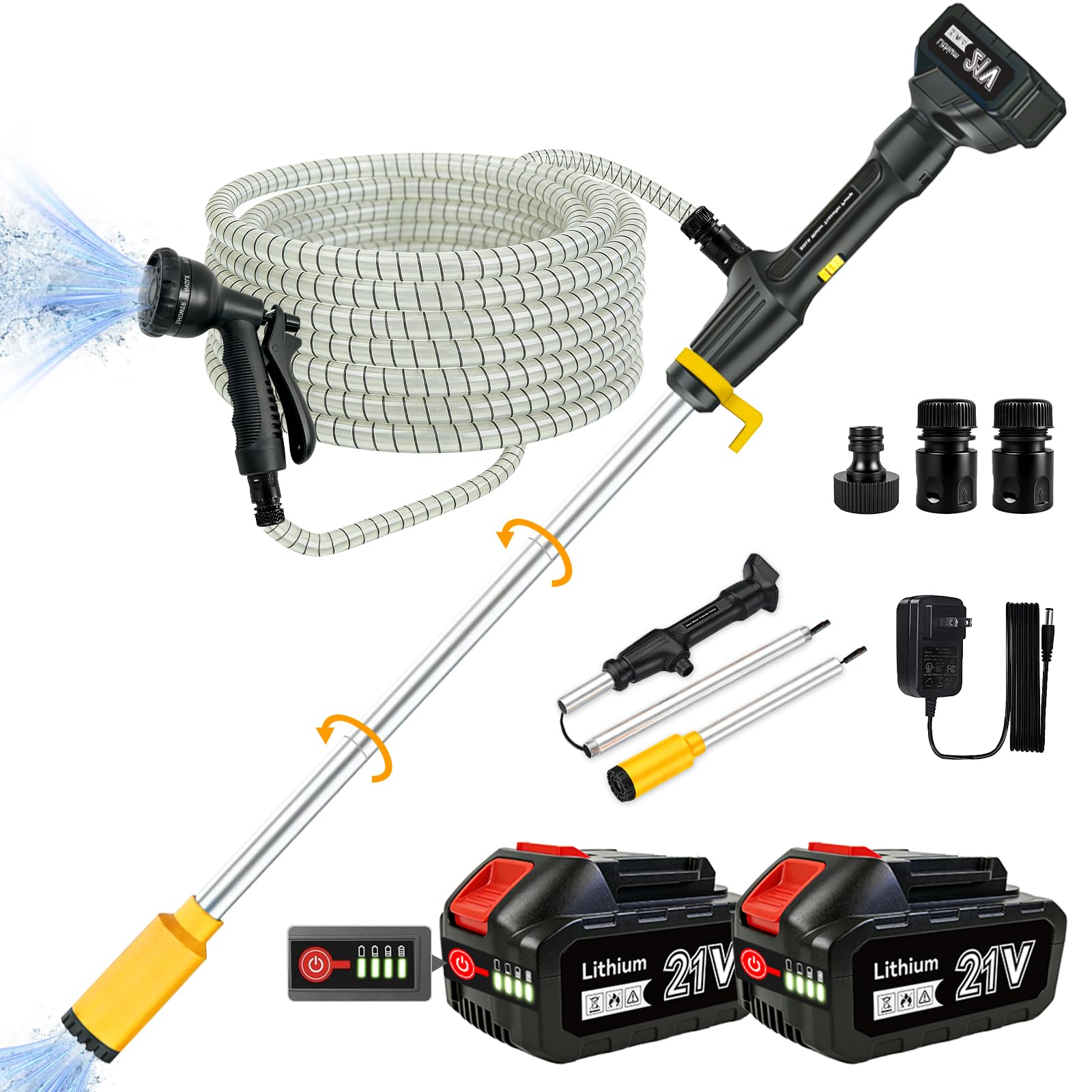 Photo 1 of Cordless Stick Water Transfer Pump: 770 GPH 32 Ft Head with 21V 2×4.0Ah Batteries Water Pump - 3-Section Removable Portable and Lightweight with 16.5Ft Hose for Garden Pond Pool Emergency Drainage