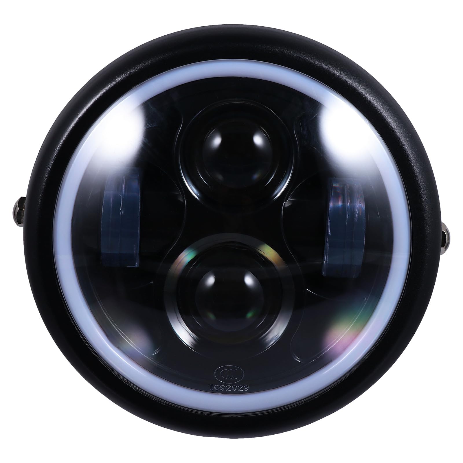 Faro Anteriore LED Retrò per Motociclette 35w 12v in Acciaio Inossidabile e Vetro, Luce per Guida Notturna e Condizioni Meteorologiche Avverse