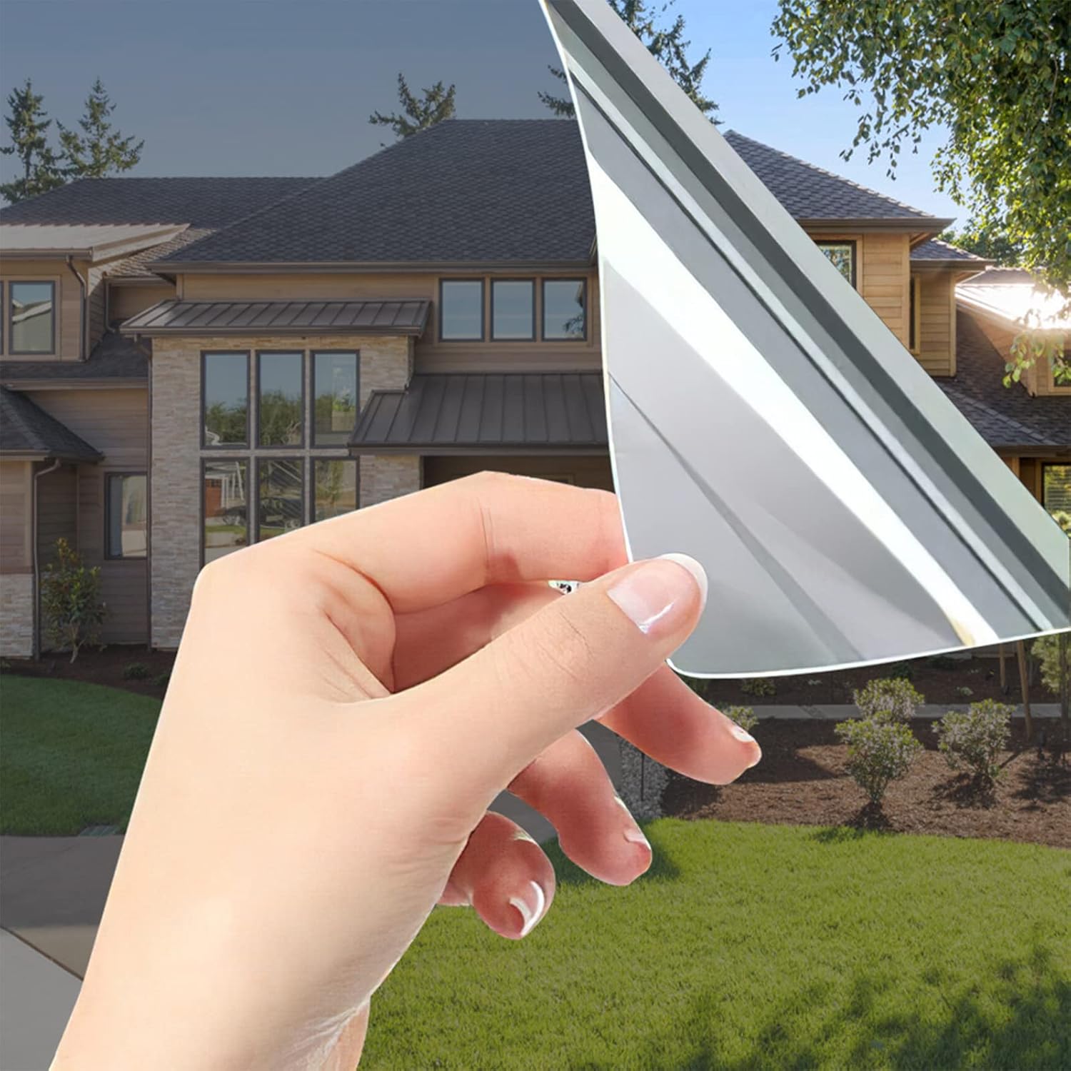 OFHome One Way Mirror Film Reflective Window Film Silver Mirror Glass