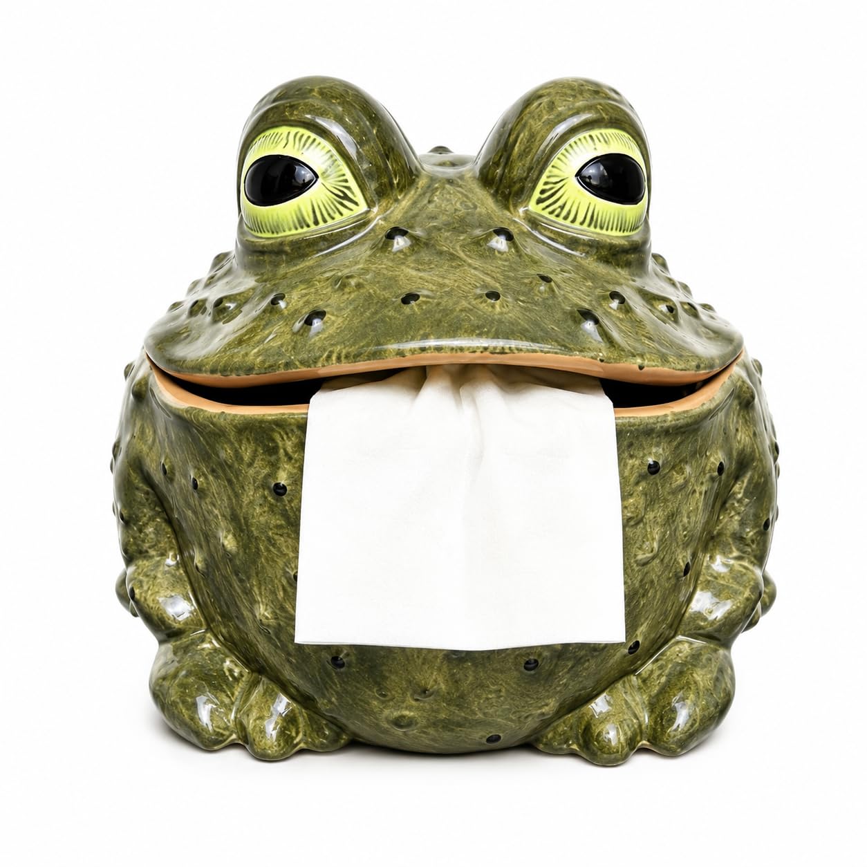 Photo 1 of Funny Toad Tissue Box Cover, Humorous Frog Tissue Holder for Bathroom, Decorative Tissue Box for Kitchen, Office & Living Room, Cute Resin Home Decor Gift