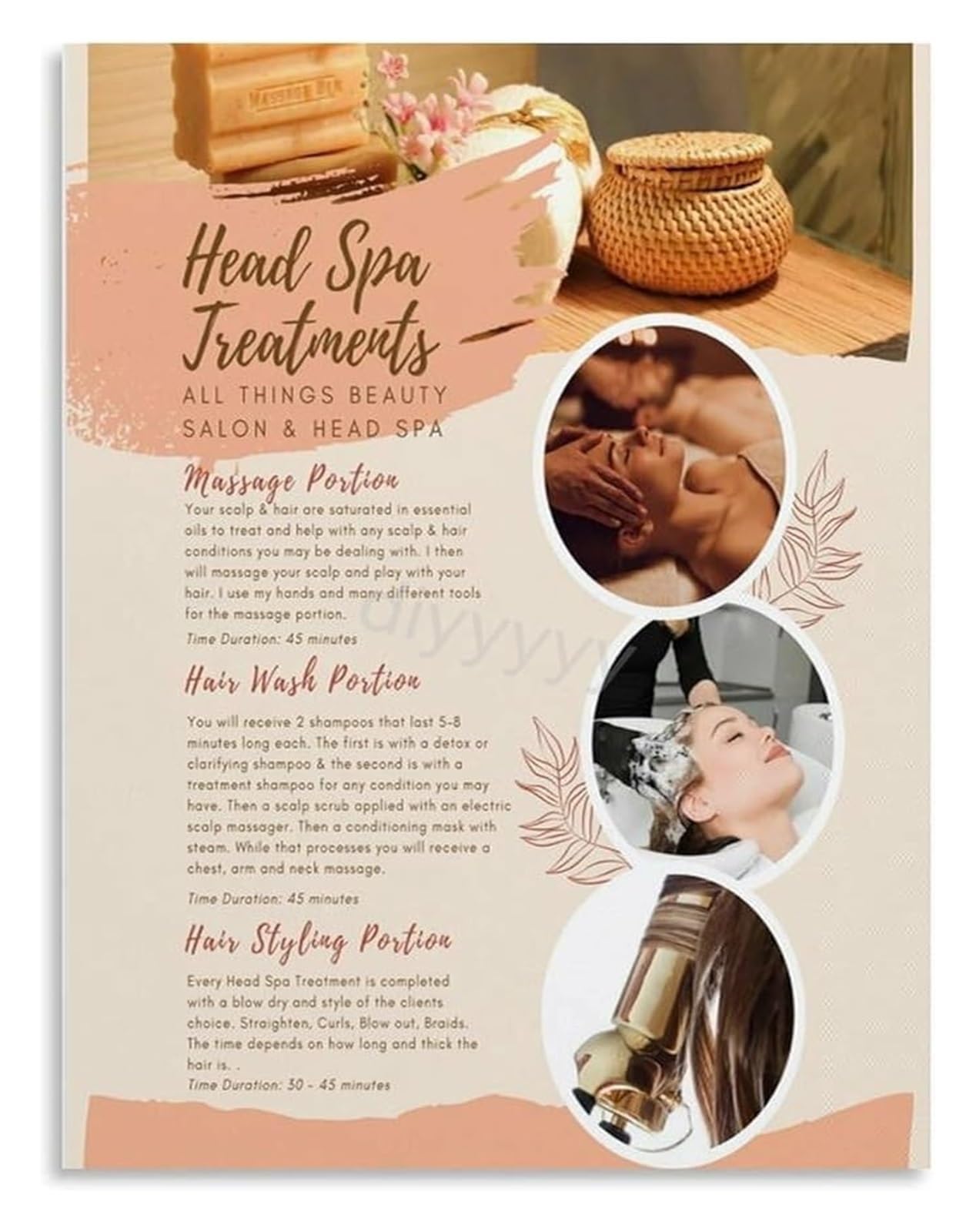 FNYUVNFAF Health and Wellness Benefits of Head Spa Beauty Salon Educational Canvas Poster for Bedroom Unframed,12x18inch(30x45cm)