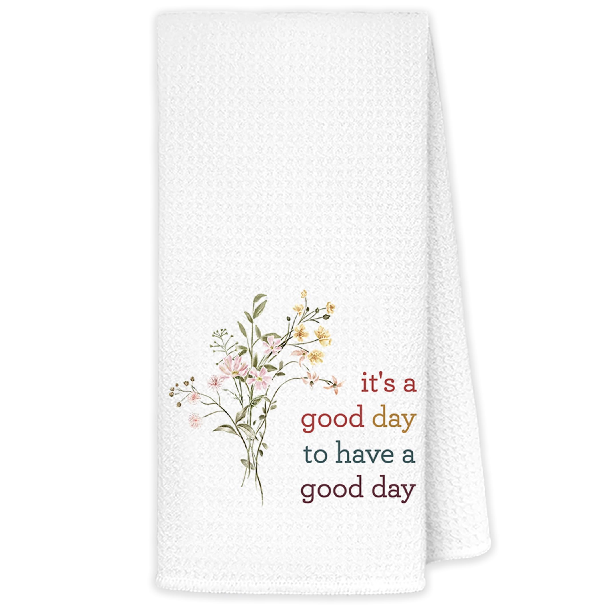JINYO Its a Good Day to Have a Good Day Kitchen Towels, Positive Floral Hand Towels for Bathroom, Inspirational Gifts Dish Towels Tea Towels for Kitchen, Emotional Support Gift, 16x24 Inch