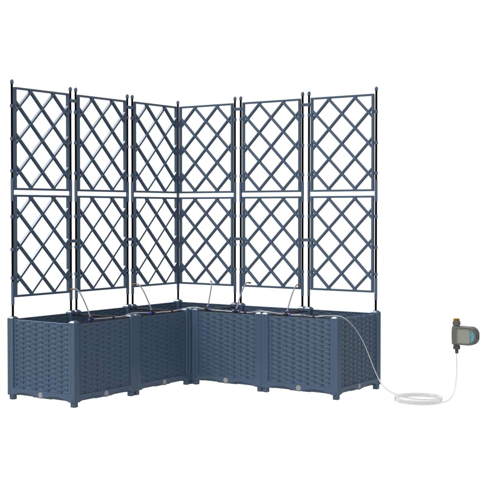 Geecher Vaso da Giardino 3 Pezzi, Sistema di irrigazione Integrato, 120 x 120 x 142 cm, Acciaio, Grigio, fioriera per Esterni per Principianti e Appassionati di Giardinaggio