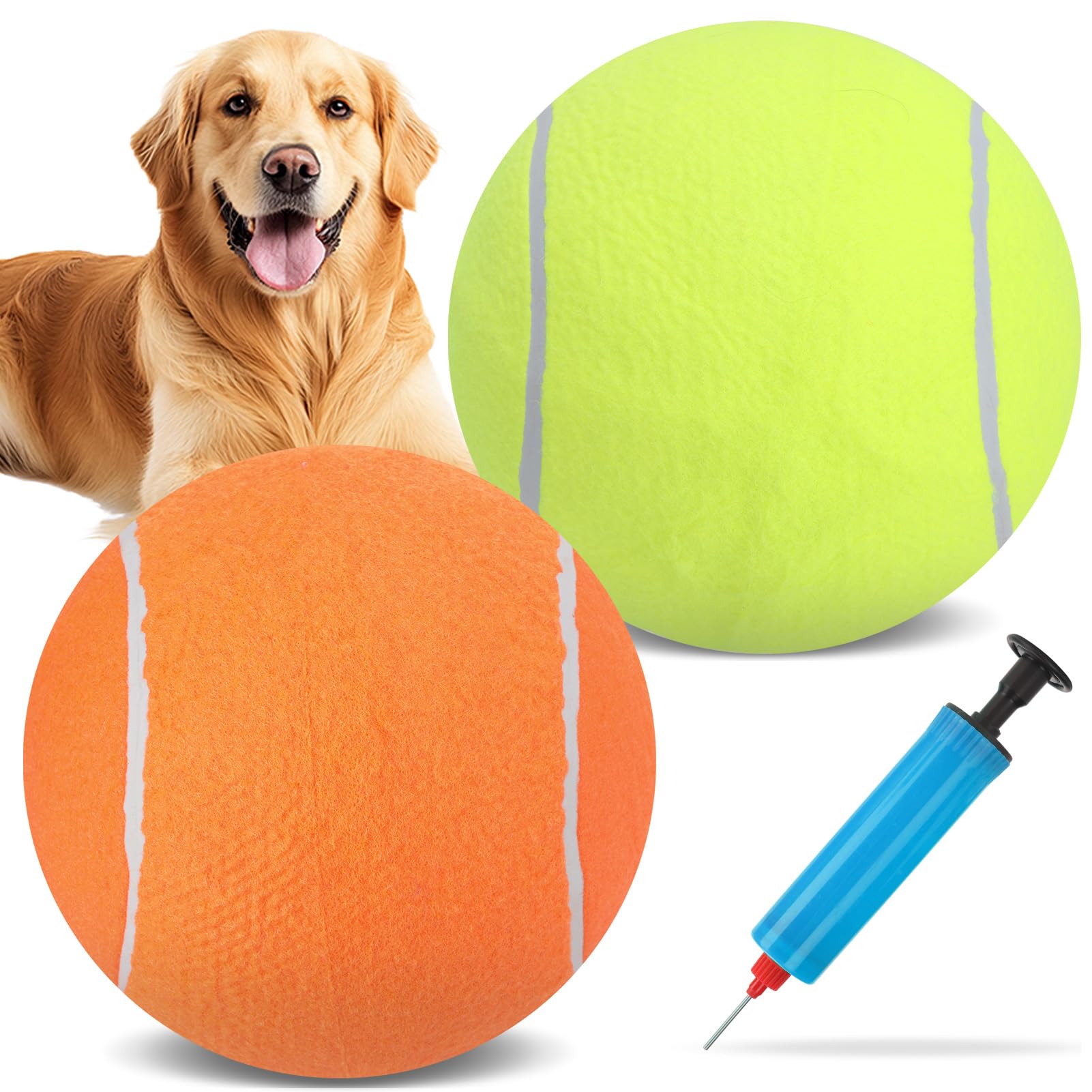 EXPAWLORER Giant Tennis Balls for Dogs- 2Pcs 9 5 Big Dog Toy Balls Dog Birthday Interactive Large Tennis