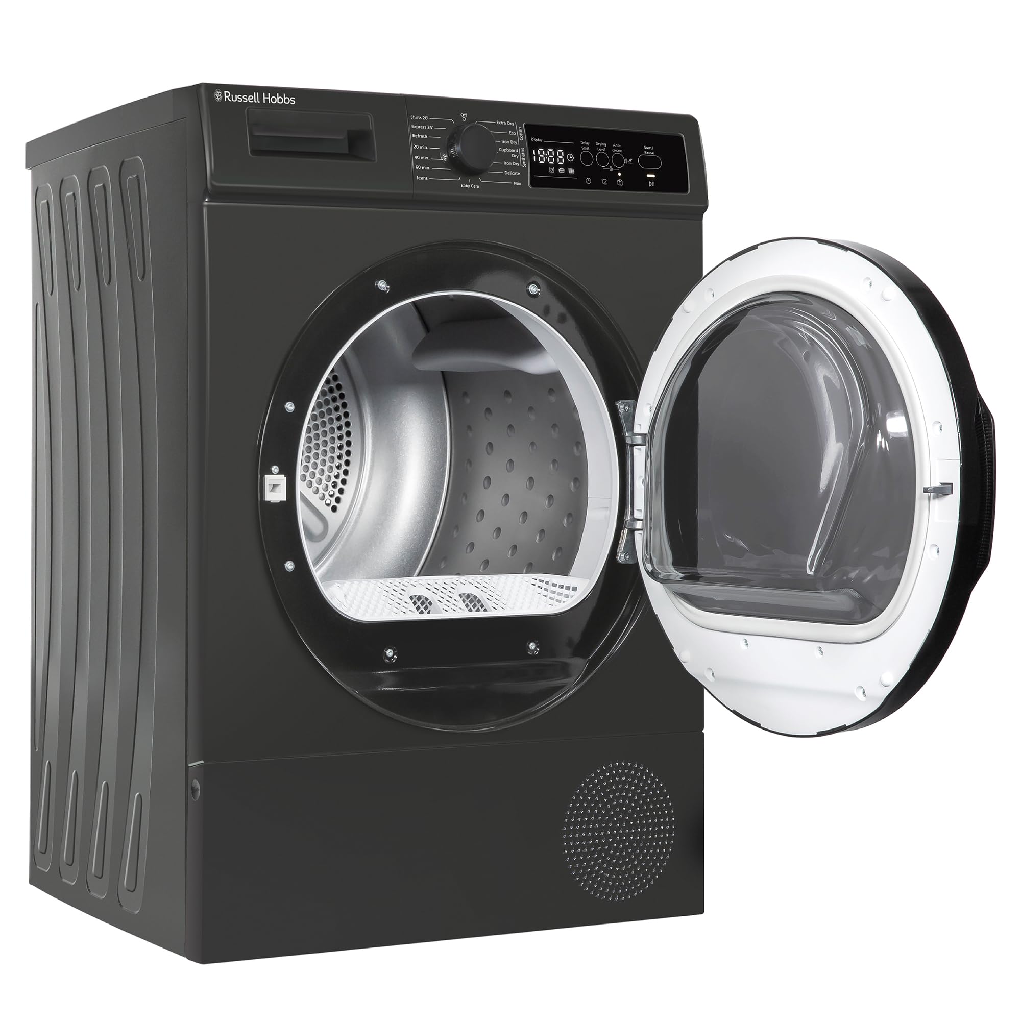 Russell Hobbs Freestanding Electric Heat Pump Condenser Tumble Dryer, 8kg Capacity, 15 Programmes, 3 Heat Settings, LED Display, Anti-Crease, Child Lock in Anthracite RH8HPTD1E12AN — view 13