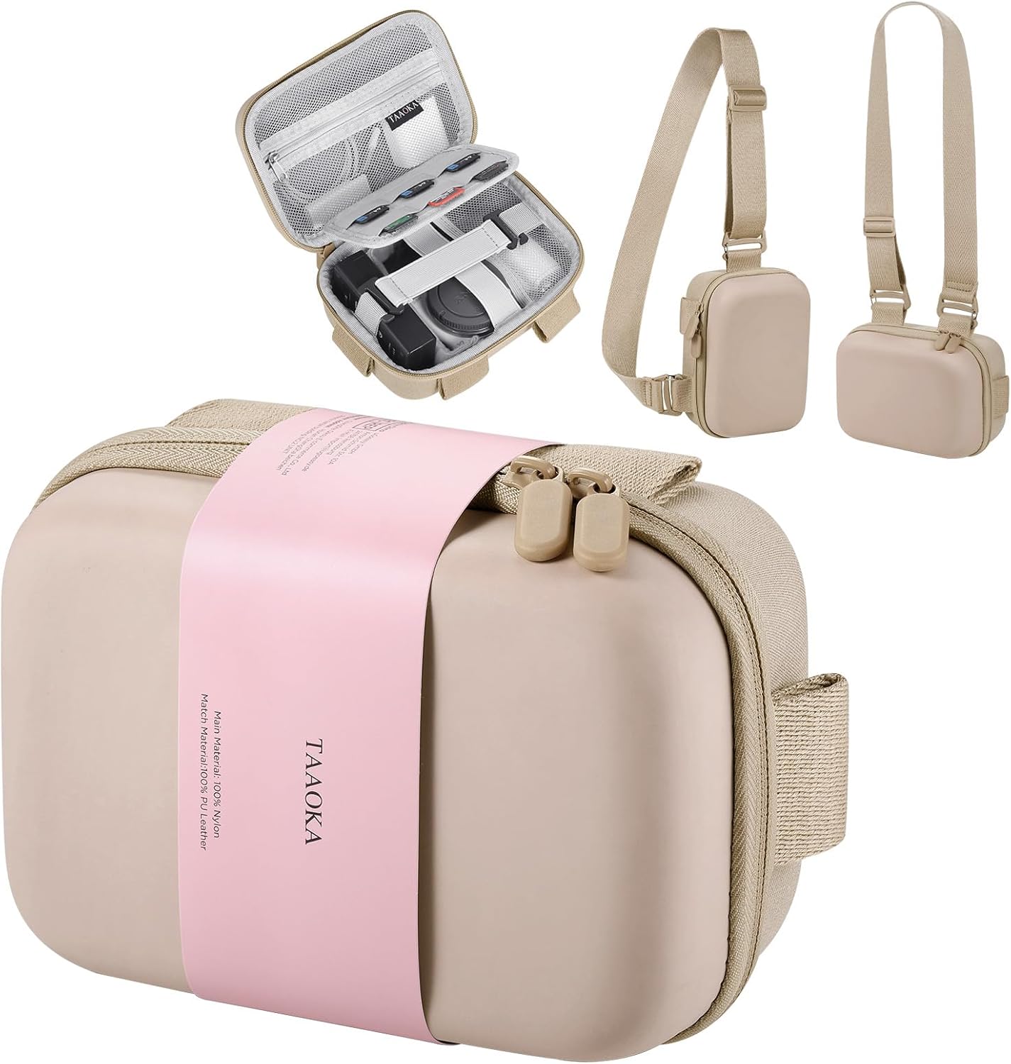 Digital Camera Case, Protective & Lightweight Camera Case with 3 Carrying Ways, Waterproof & Shockproof Small Camera Bag for PowerShot/Sony DSCW800/DSCW830 - Beige