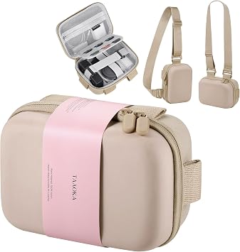 TAAOKA Digital Camera Case, Protective & Lightweight Camera Case with 3 Carrying Ways, Waterproof & Shockproof Small Camera Bag for PowerShot/Sony DSCW800/DSCW830 - Beige