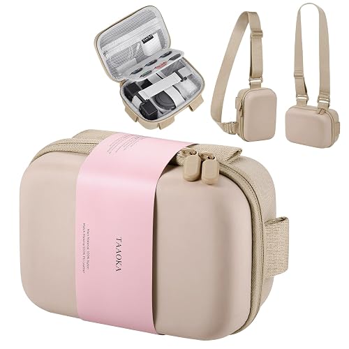 TAAOKA Digital Camera Case, Protective & Lightweight Camera Case with 3 Carrying Ways, Waterproof & Shockproof Small Camera Bag for PowerShot/Sony DSCW800/DSCW830 - Beige - Beige - Style1