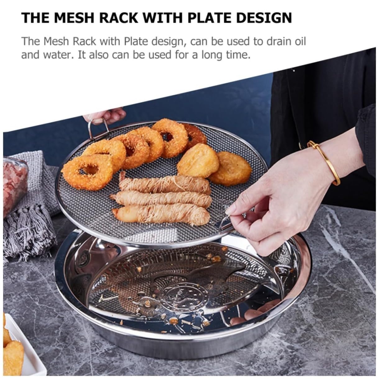 Cesta Freir Rejilla De Drenaje Acero Inoxidable Colador Cesta For Freír Versátil Grasa para Cocina Doméstico