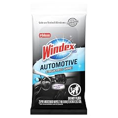 Windex Auto Wipes for Car Windows Mirrors and Screens Pre-Moistened Car Cleaner Wipes for Quick Streak-Free Shine Guaranteed