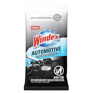 Windex Auto Wipes for Car Windows Mirrors and Screens Pre-Moistened Car Cleaner Wipes for Quick Streak-Free Shine Guaranteed