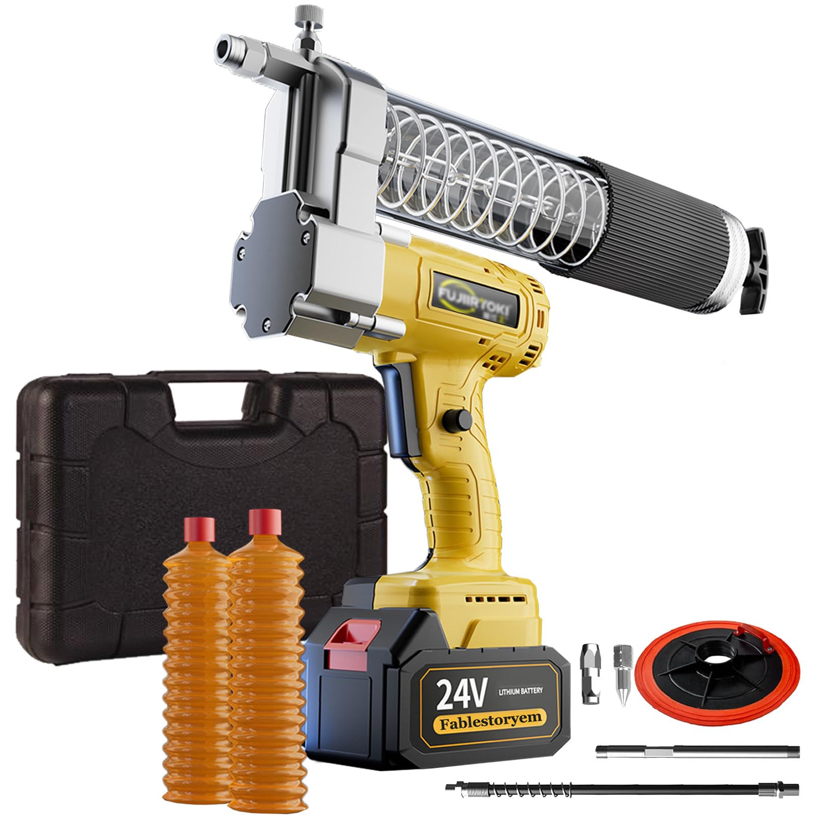 Máquina de Engrase Inalámbrica de 24V, Máquina de Engrase Eléctrica de 750W, 12000PSI, Kit de Máquina de Engrase Inalámbrica, Batería de 19800mAh Incluida y Caja de Herramientas,1 battery
