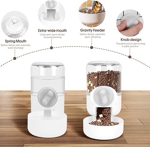 Miniatura 7 de Juego de dispensador automático de agua para alimentos para mascotas, dispensador de alimentos para alimentador por gravedad, adecuado para conejos