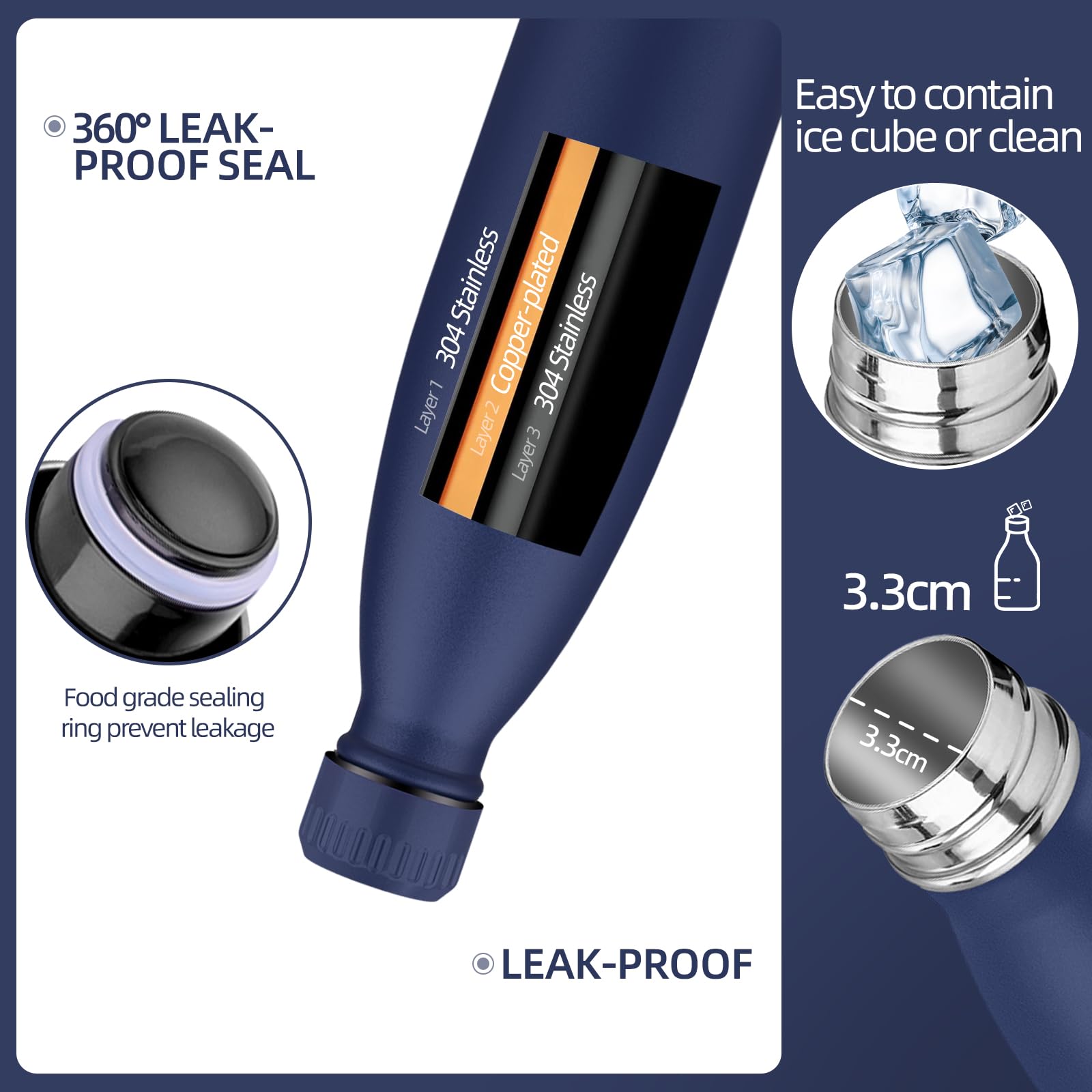 HoneyHolly Insulated Water Bottle - 750ML - Stainless Steel Double Wall Insulated Water Bottle, BPA-Free Sports Bottle, Leak-Proof Insulated Bottle, Powder Coating Process - For Hot And Cold Drinks - View #10