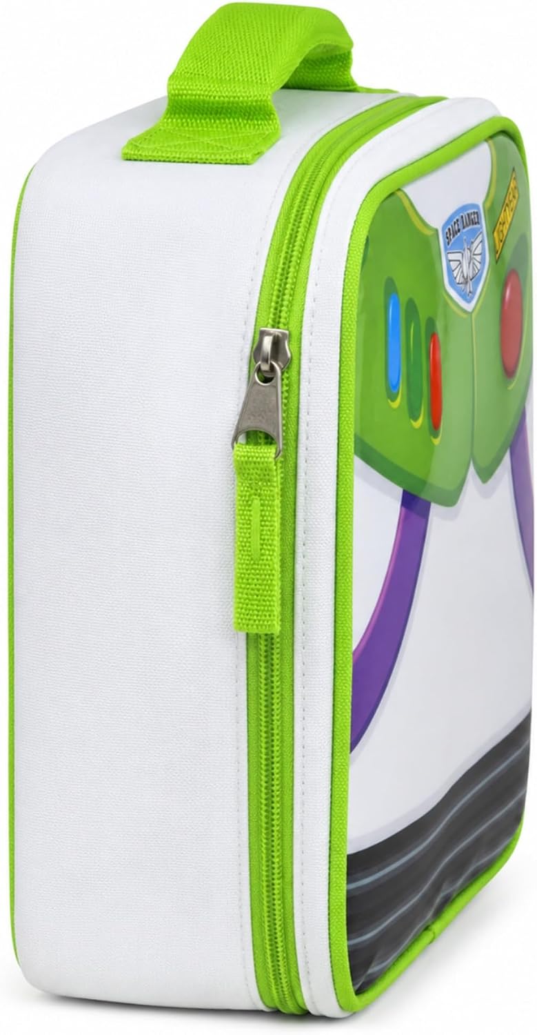 Disney Pixar Toy Story Buzz Lightyear Insulated Lunch Bag for Kids, Space Ranger Costume Design Soft Lunch Box with Carry Handle, 8.5” x 3.5” x 9.5”