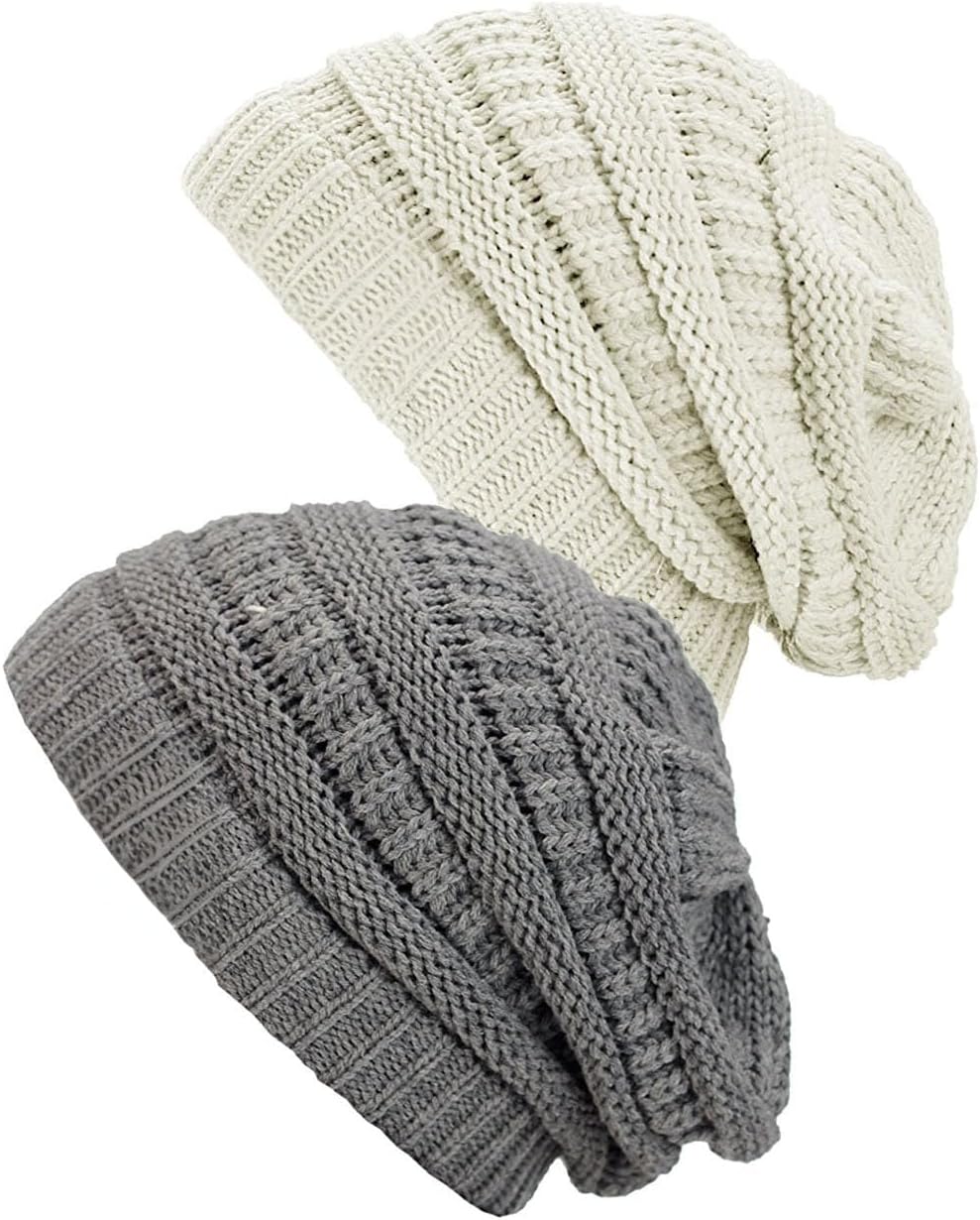 C.C Women's Knit Beanie Cap Hat (2 Pack)