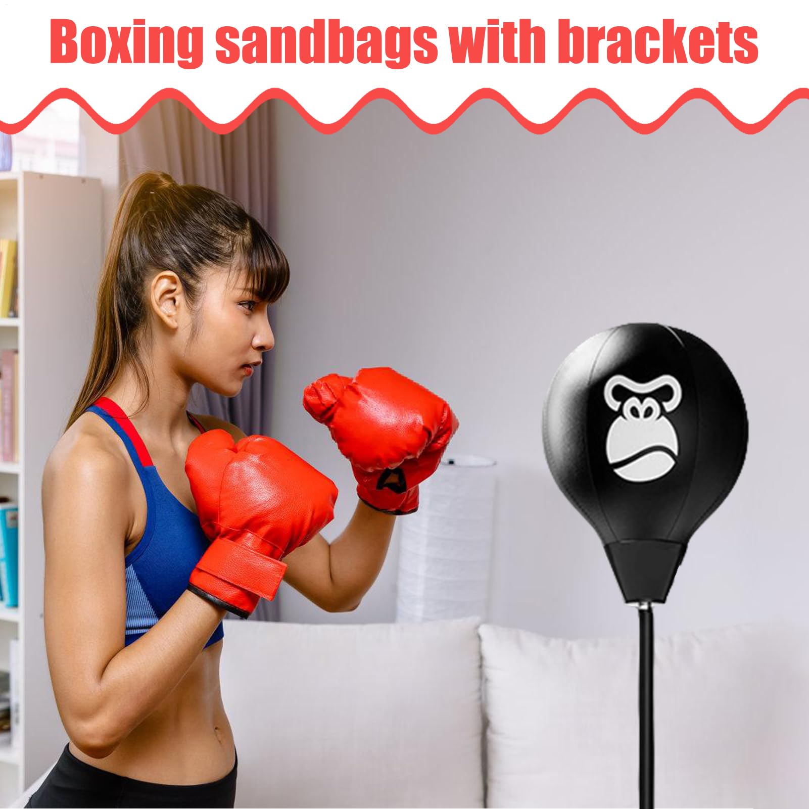 Sacco da boxe multifunzionale autoportante resistente base stabile | Borsa velocità regolabile in altezza per casa al chiuso allenamento cardio fitness esercizio pugni allenamento corpo