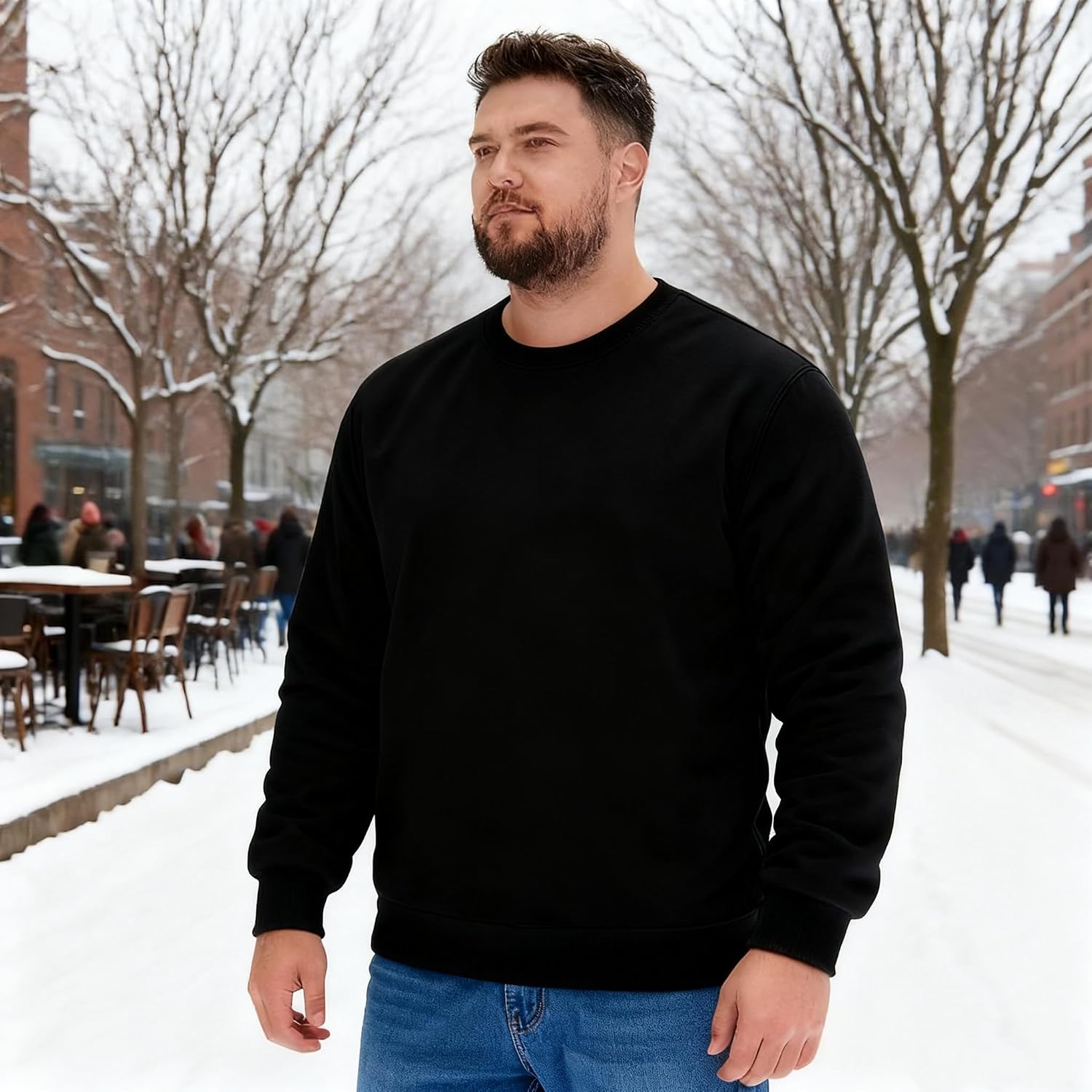Men's Big and Tall Sherpa Sweatshirts Fleece Pullover Plus Size Tops Crewneck Xl-9Xl Winter Jumper