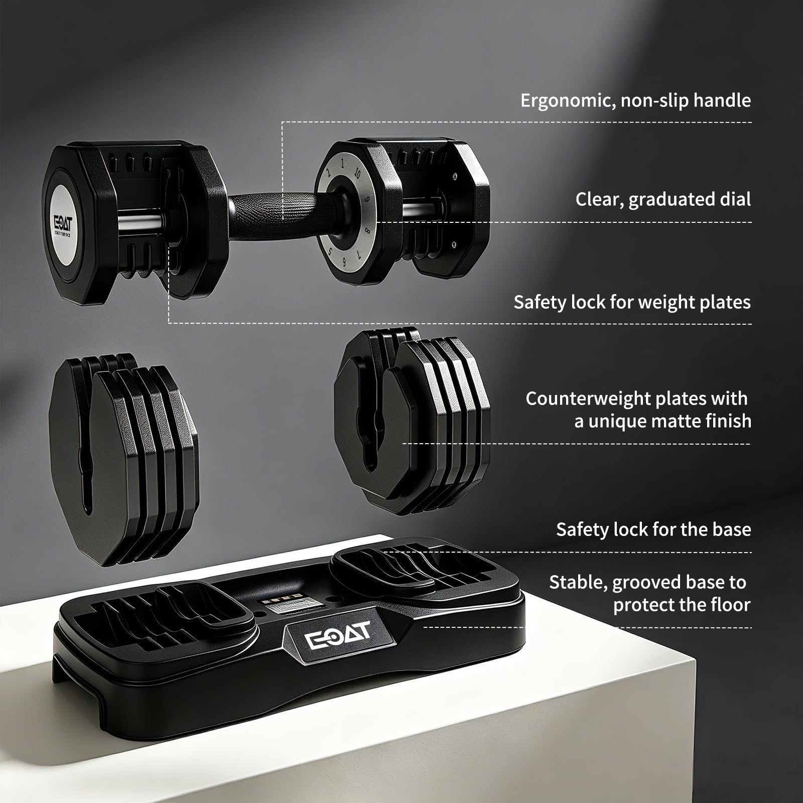 22/33 lbs Pair/Single Adjustable Dumbbells Set, Premium Quick Adjust, 10 in 1 Adjustable Dumbbell Set for Men and Women, Solid Pro-Grade Steel for Home Gym