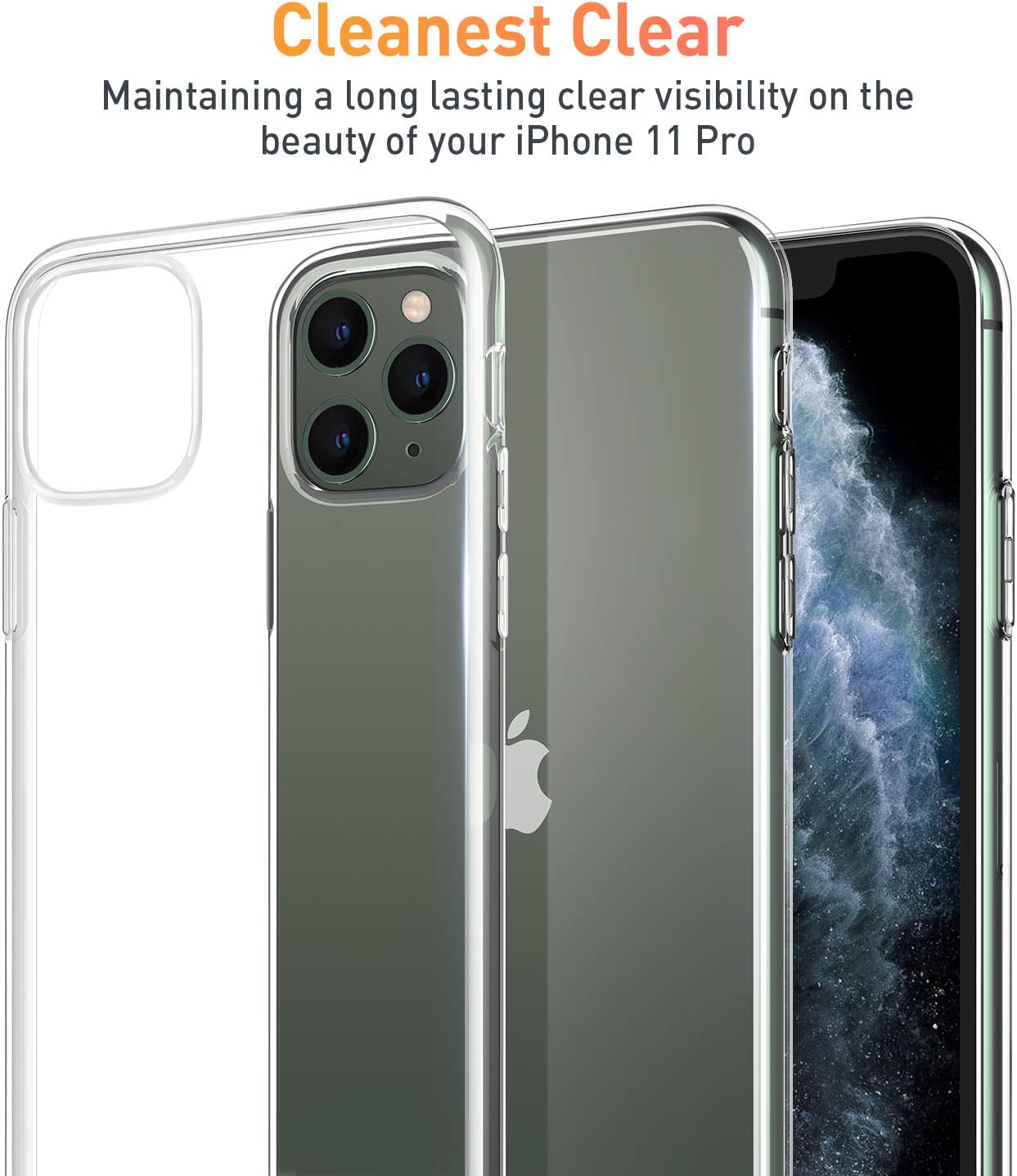 RANVOO iPhone 11 Pro Case, iPhone 11 Pro Clear Case Ultra Slim Thin Soft TPU Protective Cover with Transparent Bumper Case for iPhone 11 Pro 5.8"(2019), Crystal Clear
